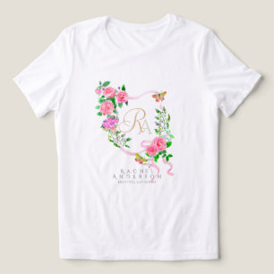 Pink Rose Ribbon Chic Monogram Tri-Blend Shirt