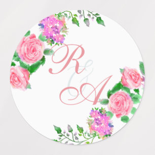 Pink Rose Ribbon Monogram Wedding Invitation
