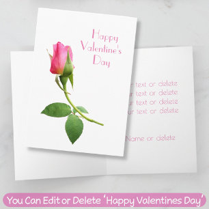 Pink Rose Romantic Elegant Minimalist Valentine Card