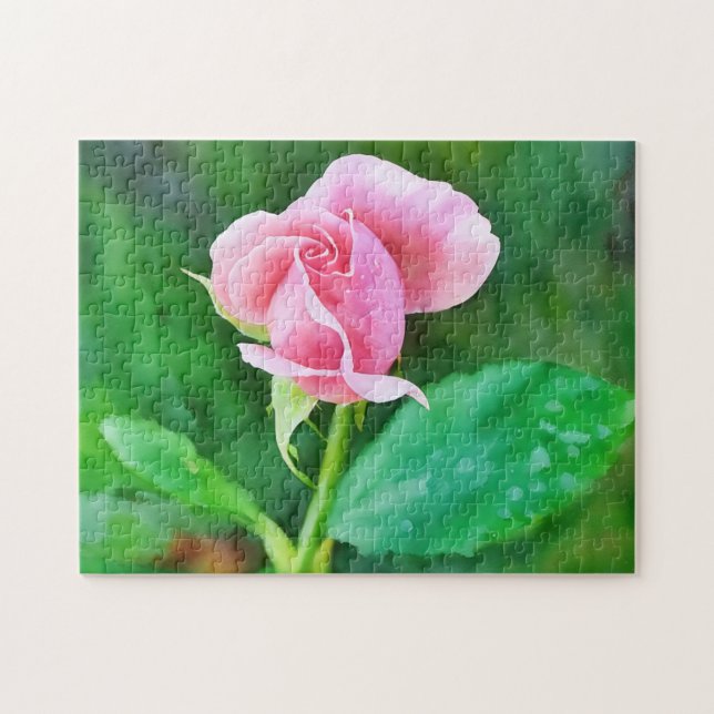 Pink Rose Rose Bud Art Puzzle (Horizontal)