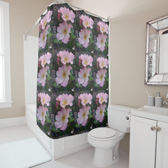 Pink Rose roses Flowers Floral Shower Curtain (In Situ)