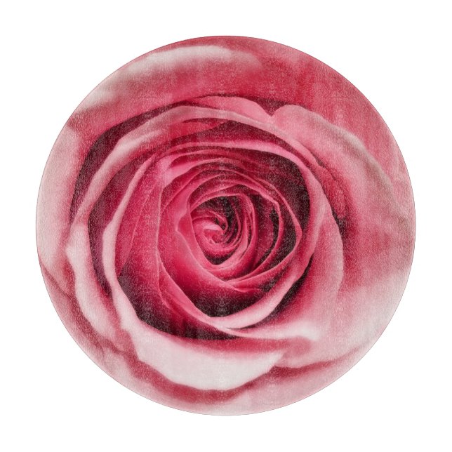 Pink Rose Round Cutting Board (Front)