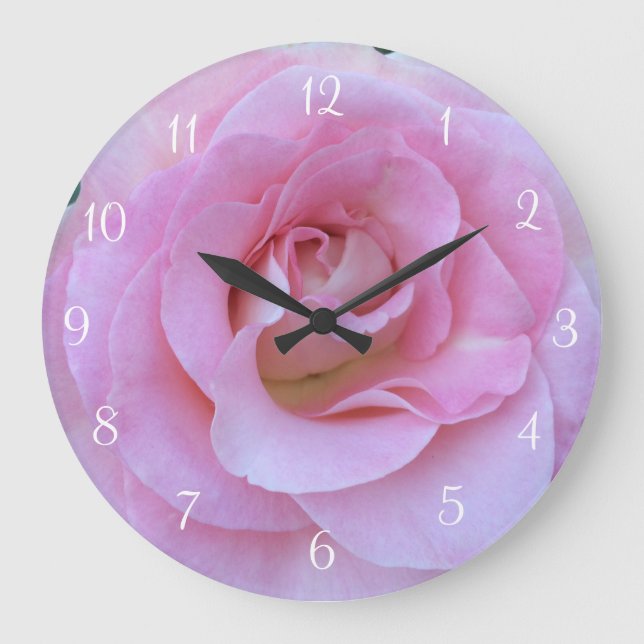 Pink Rose Round Wall Clock (Front)