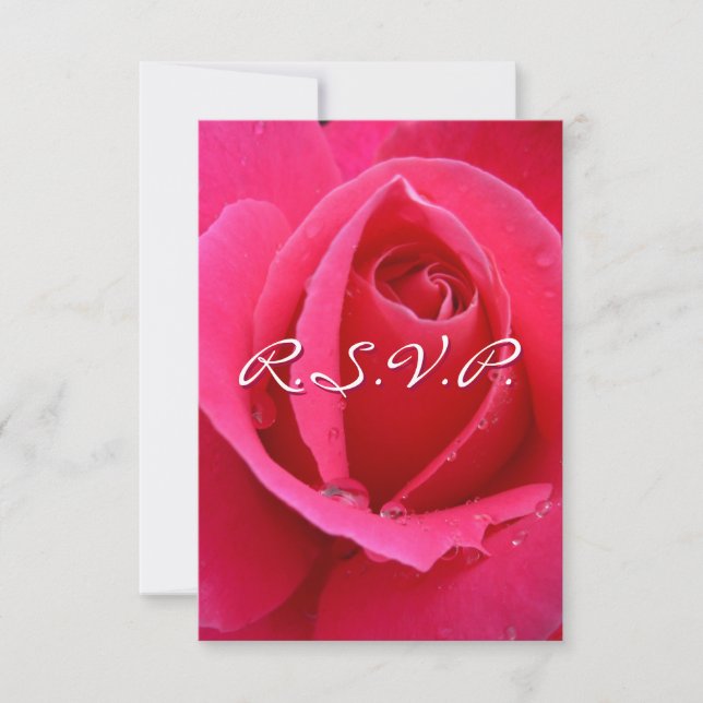 Pink Rose RSVP Personalized Rose Cards (Front)