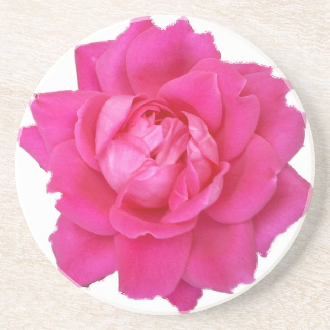 Pink Rose Sandstone Coaster (Front)