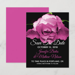 Pink Rose Save the Date Announcements