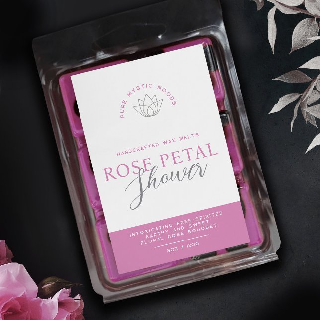 Pink rose scented wax melts product label  (Creator Uploaded)