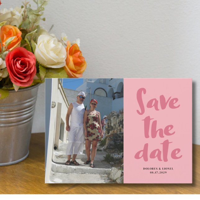 Pink Rose Script Save the date Invitation (Creator Uploaded)
