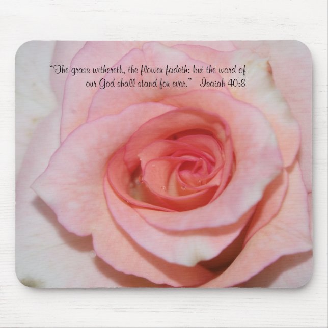 Pink Rose Scripture Mousepad (Front)