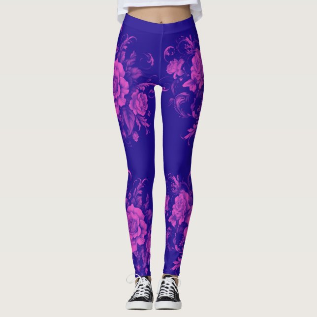 Pink Rose Seamless  Leggings (Front)