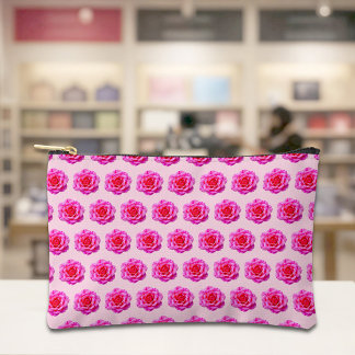 Pink Rose Seamless Pattern Pouch