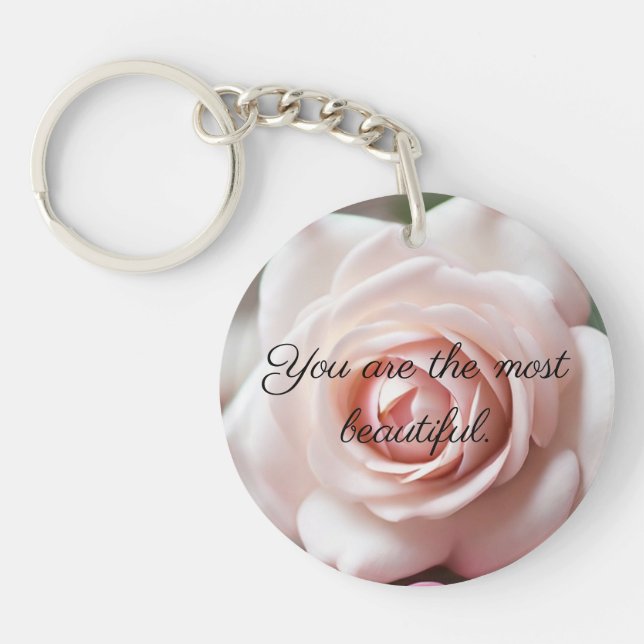 Pink Rose Selfesteem Booster Acrylic Keychain (Front)