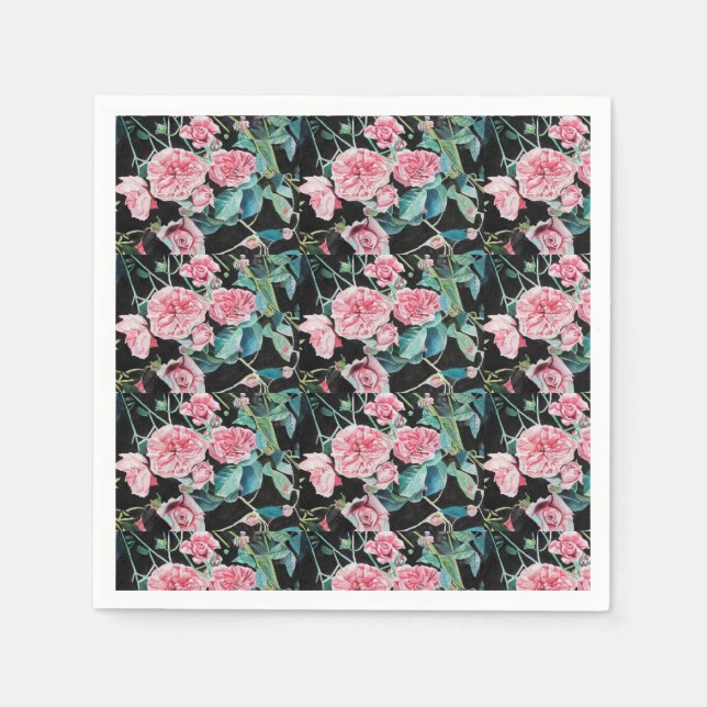 Pink Rose Shabby Chic floral Serviette Napkins (Front)