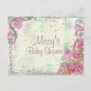 Pink Rose Shower Invitation