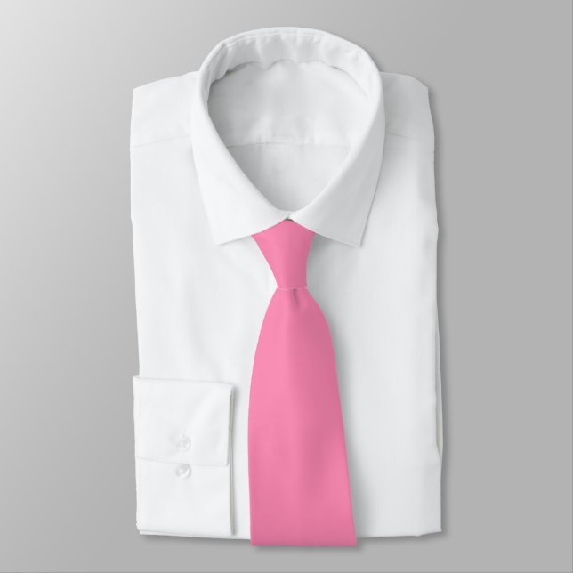 Pink Rose Soft Pale White Pastel Solid Colour Tie (Tied)