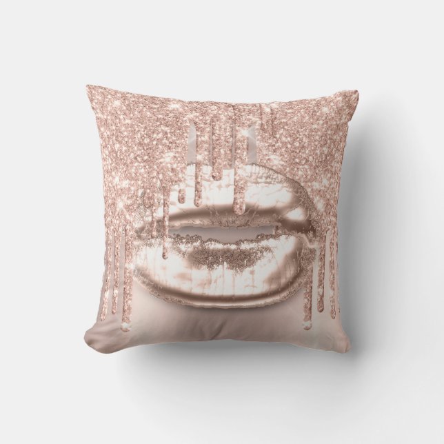 Pink Rose Spark Mermaid Unicorn Kiss Bride 16th Throw Pillow (Front)