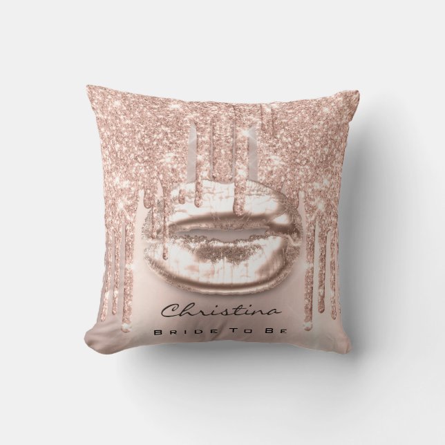 Pink Rose Spark Pastel Mermaid Unicorn Kiss Bride Throw Pillow (Front)