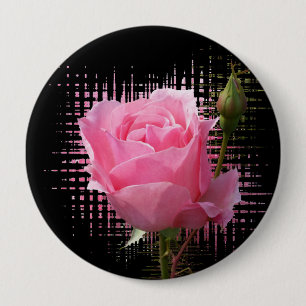 pink rose splash 4 inch round button