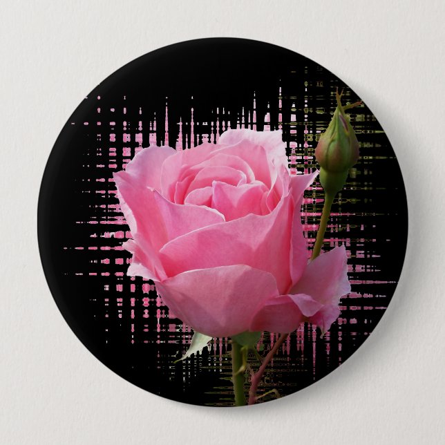 pink rose splash 4 inch round button (Front)