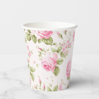 Pink Rose Spray Garden Party Paper Cups