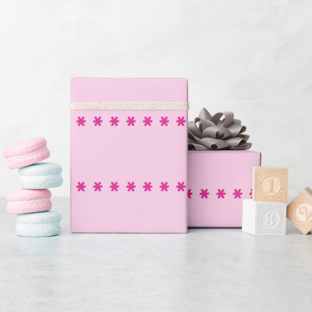 Pink rose stars wrapping paper (Baby Shower)