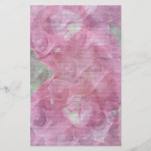 Pink Rose stationery - optional lines (Front)