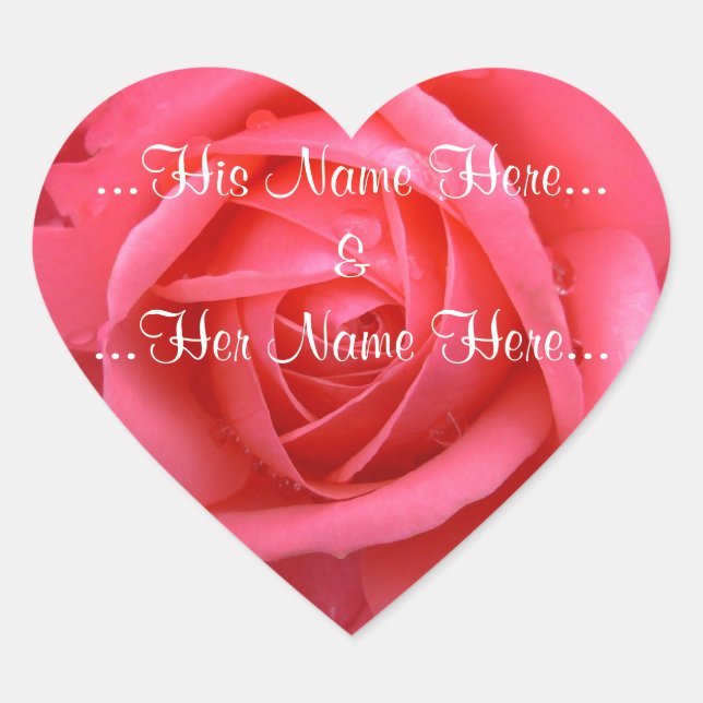 Pink Rose Stickers Romantic Rose Wedding Stickers (Front)