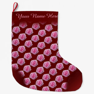 Pink Rose Stocking Rose Christmas Stocking Custom