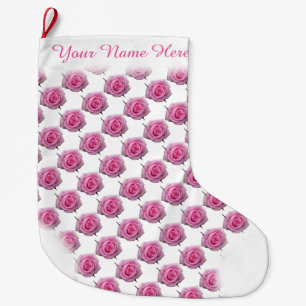 Pink Rose Stocking Rose Christmas Stocking Custom