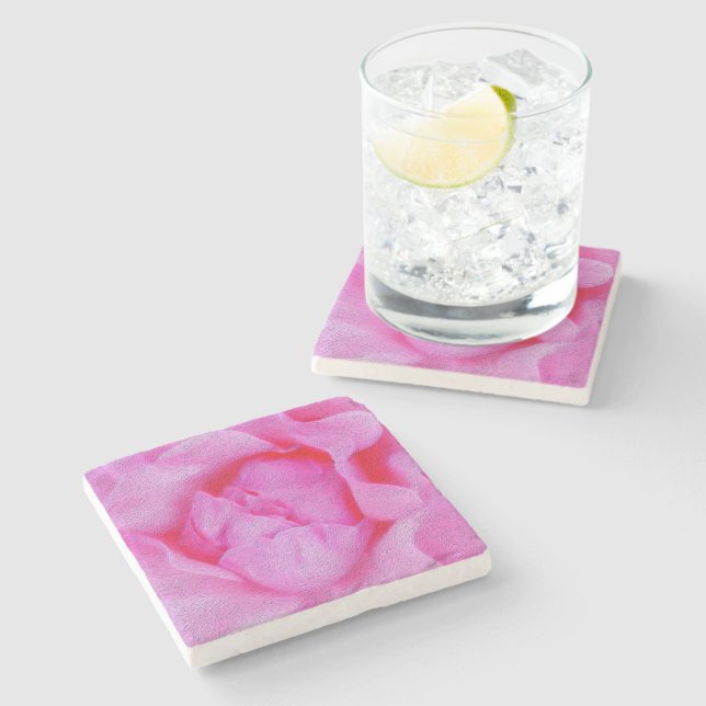 pink rose stone coaster (Side)