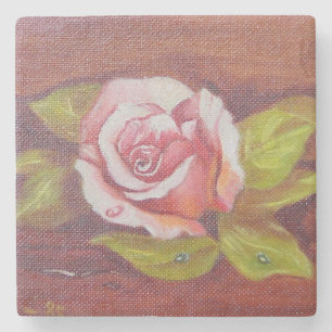 Pink Rose Stone Coaster