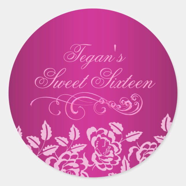 Pink Rose Sweet 16 Envelope Sticker/seal Classic Round Sticker (Front)