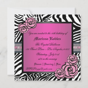 Pink Rose Sweet Sixteen Invitation