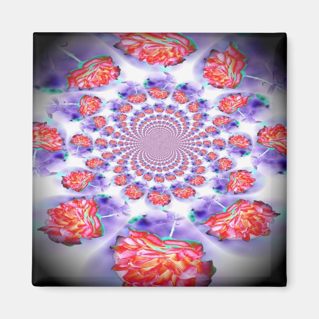 Pink Rose Swirling Magnet (Front)