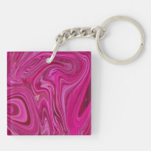 Pink Rose Swirls Keychain