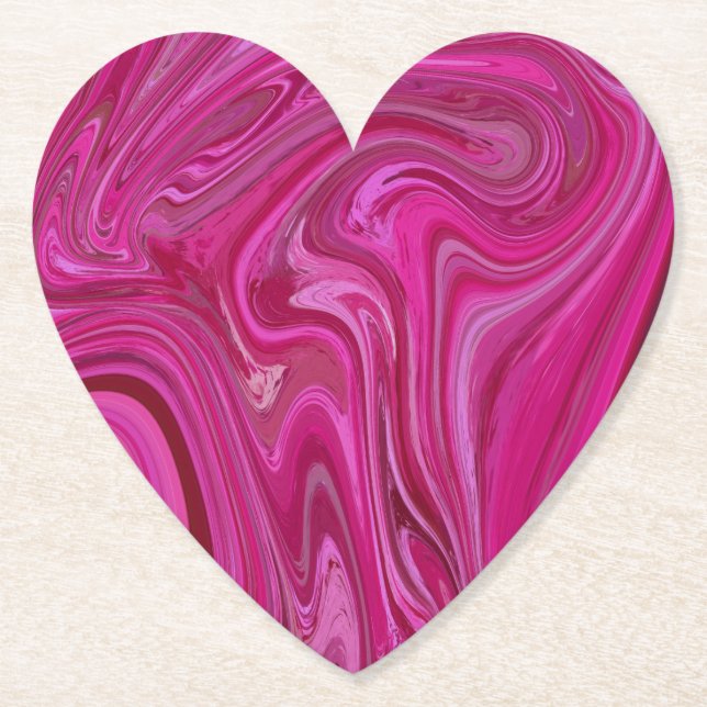 Pink Rose Swirls Paper Coaster (Front)