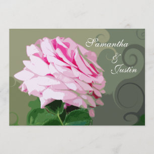 Pink Rose Swirls Wedding Brunch Invitation