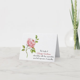 Pink Rose Sympathy Thank You