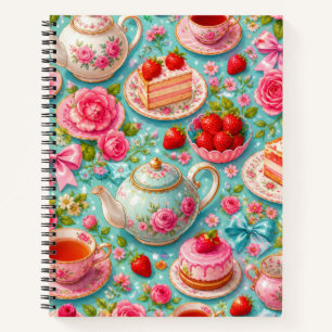 Pink Rose Tea Party Strawberry Notebook