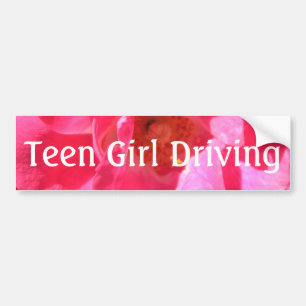 pink rose teen girl driving bumper sticker