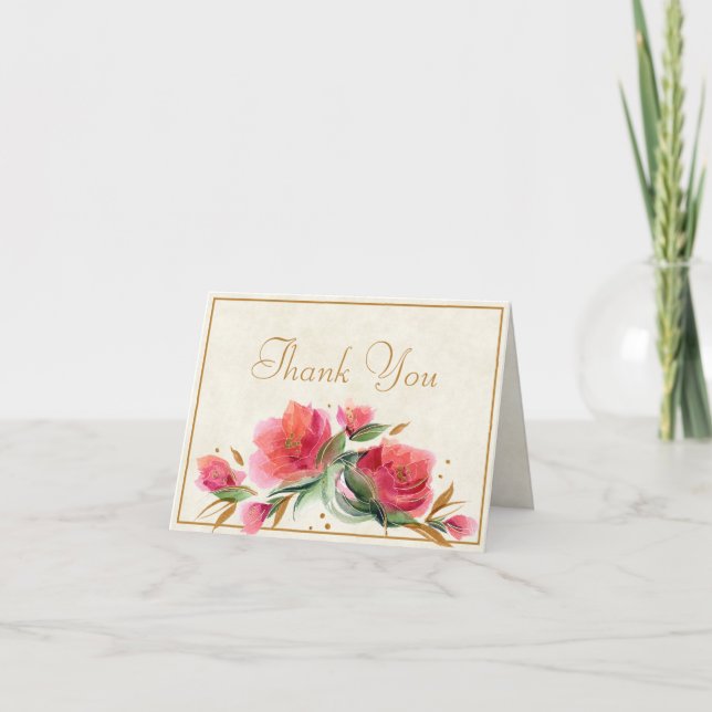 Pink rose thank you card (Front)