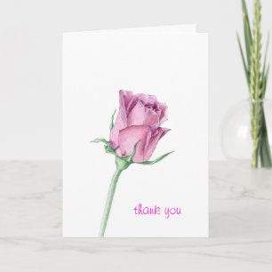 Pink Rose Thank You Card