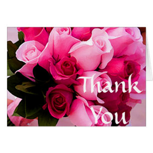 Pink Rose Thank You Notes or Note Card Template