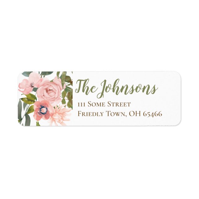Pink Rose Themed Return Address Labels (Front)
