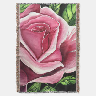 Pink Rose Throw Blanket