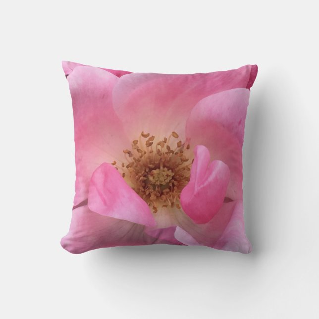 Pink Rose Throw Pillow (Front)