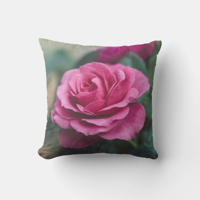 Pink Rose Throw Pillow (Front)