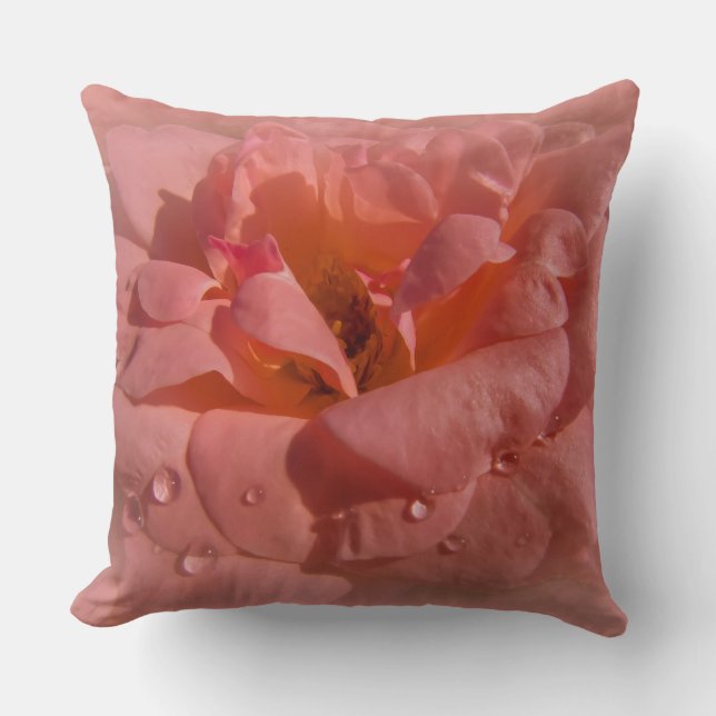 Pink rose throw pillow (Front)