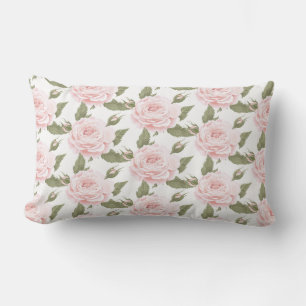 Pink Rose Throw Pillow-Outdoor Lumbar Pillow
