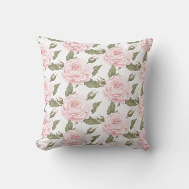 Pink Rose Throw Pillow-Outdoor Outdoor Pillow (Front)